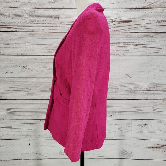 Persona Women's Magenta 100%Silk Single Button Blazer Jacket Size 2 - Picture 3 of 13